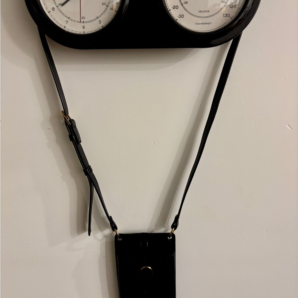 Fossil Black Leather Bag with Gold Accent